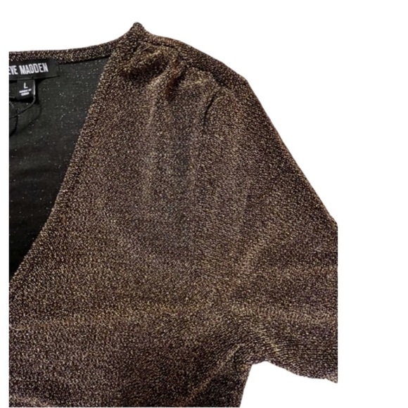 Steve Madden Metallic Knit Long Sleeve Gold Bodysuit NWT Size L - Picture 10 of 13